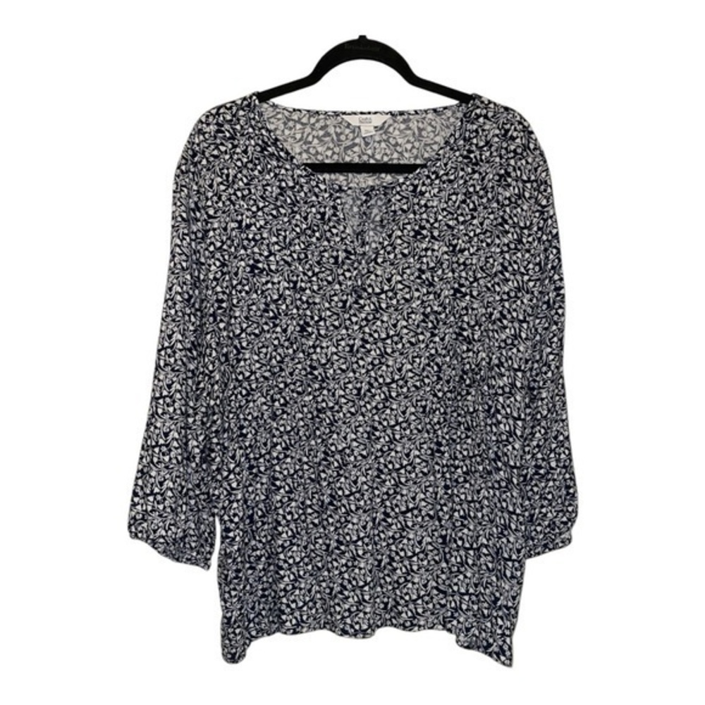 Croft & Barrow Black & White Floral Blouse